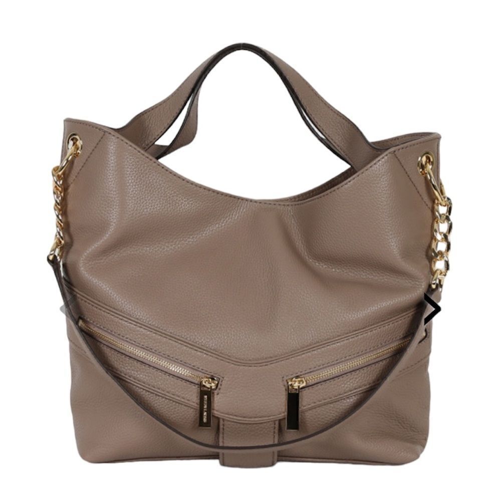 Michael Kors Jamesport Leather Hobo Large Shoulder Bag Taupe Tan Nude Gold